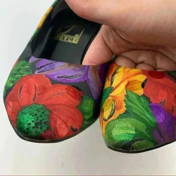 Joyce heels size 8 W silk floral 80s vintage - Picture 9 of 12